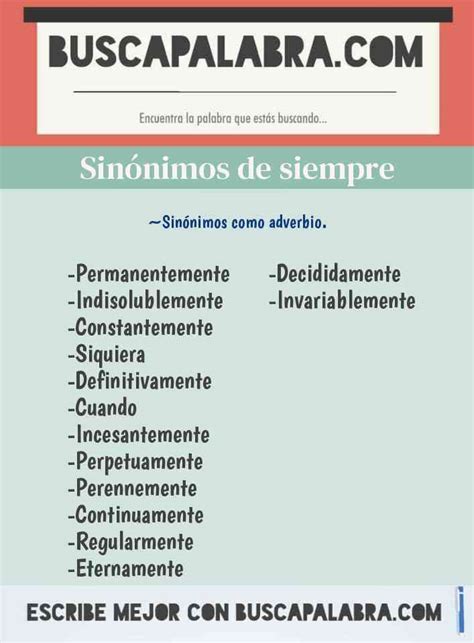 sinonimo de siempre|sinónimos de siempre ejemplos.